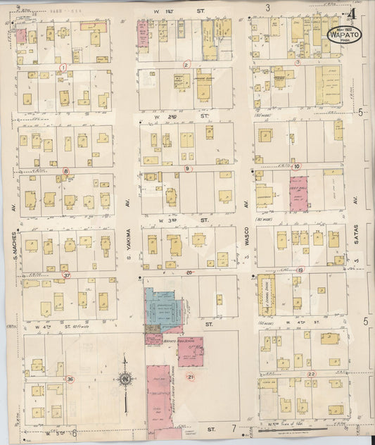 Sanborn Fire Insurance Map from Wapato, Yakima County, Washington (1941), Sheet #0004 - Historic Sanborn Fire Insurance Map Print, vintage old map wall art, antique decor, genealogy gift, Washington Washington map