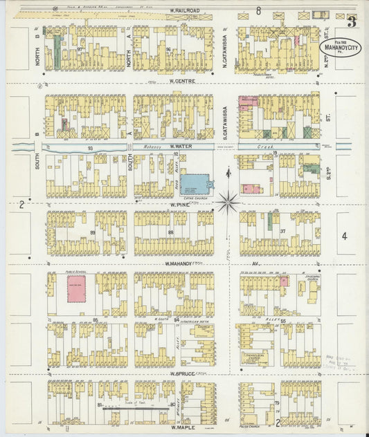 Sanborn Fire Insurance Map from Mahanoy City, Schuylkill County, Pennsylvania (1902), Sheet #0003 - Historic Sanborn Fire Insurance Map Print, vintage old map wall art, antique decor, genealogy gift, Pennsylvania Pennsylvania map