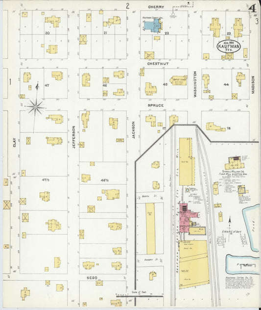 Sanborn Fire Insurance Map from Kaufman, Kaufman County, Texas (1905), Sheet #0004 - Historic Sanborn Fire Insurance Map Print, vintage old map wall art, antique decor, genealogy gift, Texas Texas map