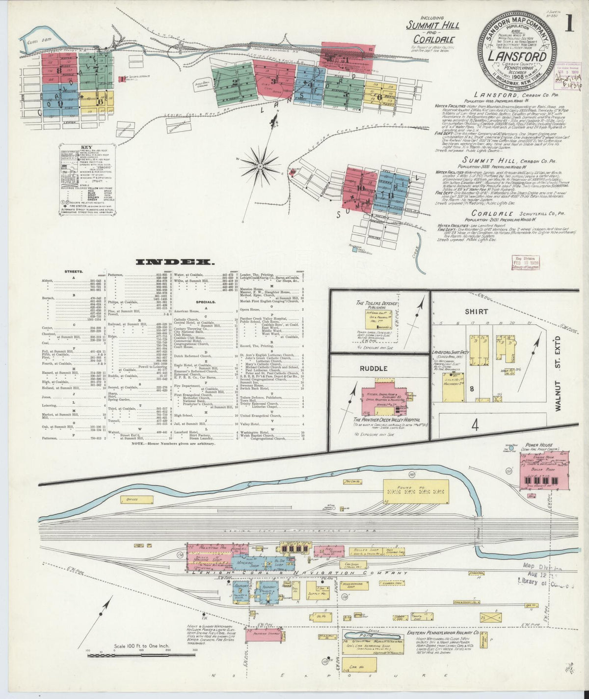 Sanborn Fire Insurance Map from Lansford, Carbon County, Pennsylvania (1908), Sheet #0001 - Complete Map Set gallery image, historic Sanborn map, vintage wall art, Pennsylvania Pennsylvania