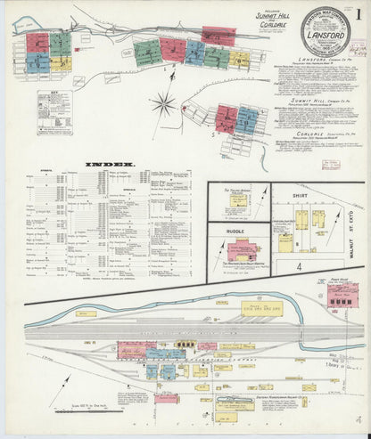 Sanborn Fire Insurance Map from Lansford, Carbon County, Pennsylvania (1908), Sheet #0001 - Complete Map Set gallery image, historic Sanborn map, vintage wall art, Pennsylvania Pennsylvania