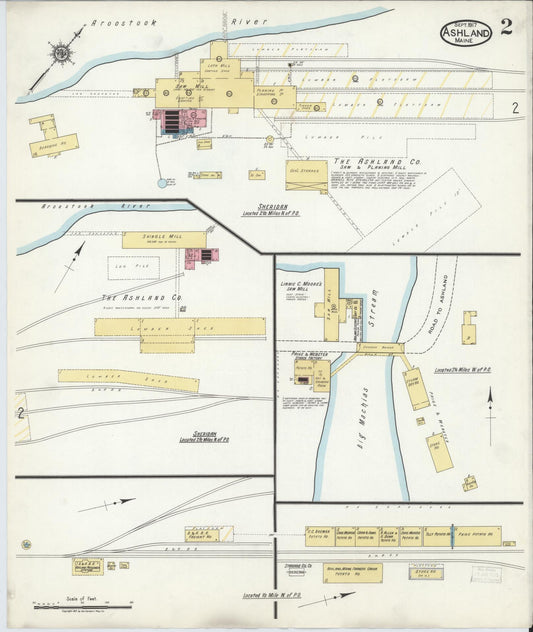 Sanborn Fire Insurance Map from Ashland, Aroostook County, Maine (1917), Sheet #0002 - Historic Sanborn Fire Insurance Map Print, vintage old map wall art, antique decor, genealogy gift, Maine Maine map