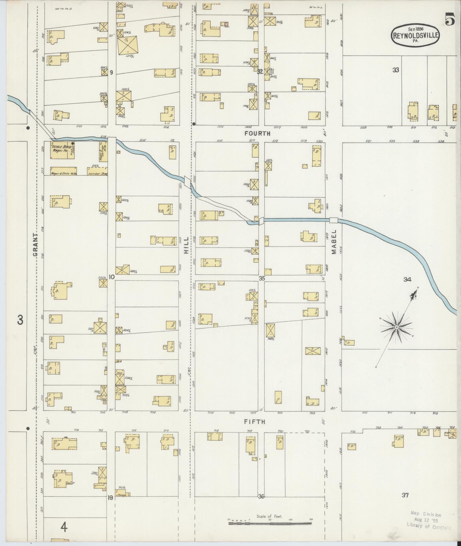 Sanborn Fire Insurance Map from Reynoldsville, Jefferson County, Pennsylvania (1896), Sheet #0005 - Complete Map Set gallery image, historic Sanborn map, vintage wall art, Pennsylvania Pennsylvania
