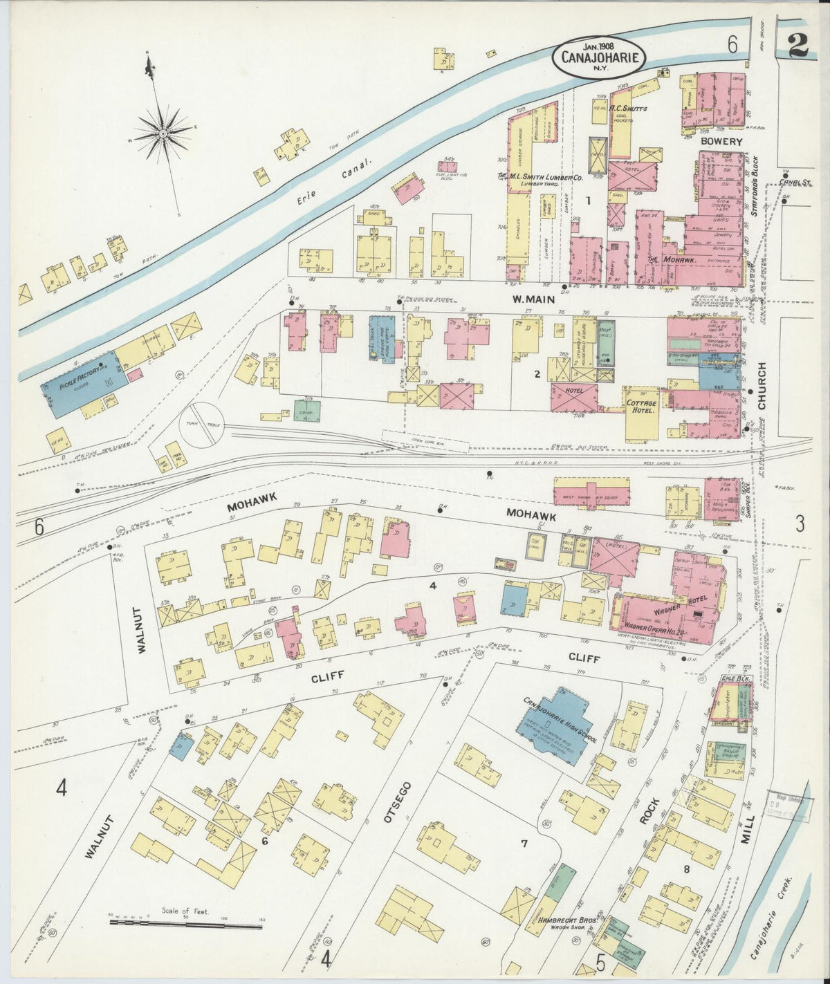 Sanborn Fire Insurance Map from Canajoharie, Montgomery County, New York (1908), Sheet #0002 - Complete Map Set gallery image, historic Sanborn map, vintage wall art, New York New York