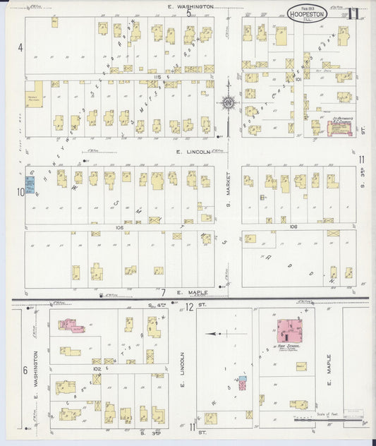 Sanborn Fire Insurance Map from Hoopeston, Vermilion County, Illinois (1913), Sheet #0011 - Historic Sanborn Fire Insurance Map Print, vintage old map wall art, antique decor, genealogy gift, Illinois Illinois map