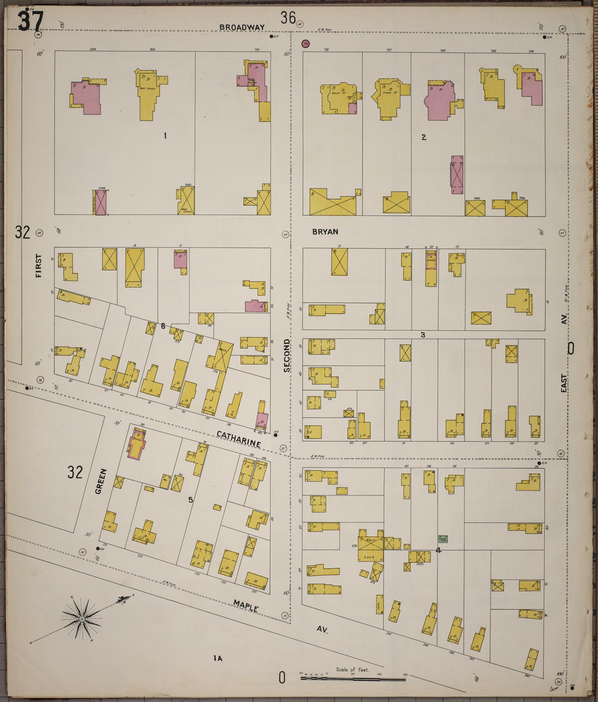 Sanborn Fire Insurance Map from Saratoga, Saratoga County, New York (1900), Sheet #0037 - Historic Sanborn Fire Insurance Map Print, vintage old map wall art, antique decor, genealogy gift, New York New York map