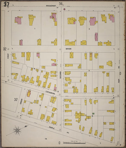 Sanborn Fire Insurance Map from Saratoga, Saratoga County, New York (1900), Sheet #0037 - Historic Sanborn Fire Insurance Map Print, vintage old map wall art, antique decor, genealogy gift, New York New York map