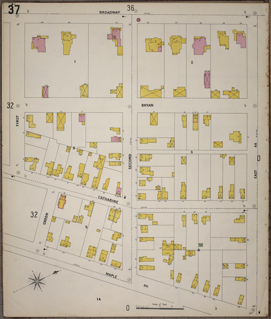 Sanborn Fire Insurance Map from Saratoga, Saratoga County, New York (1900), Sheet #0037 - Historic Sanborn Fire Insurance Map Print, vintage old map wall art, antique decor, genealogy gift, New York New York map