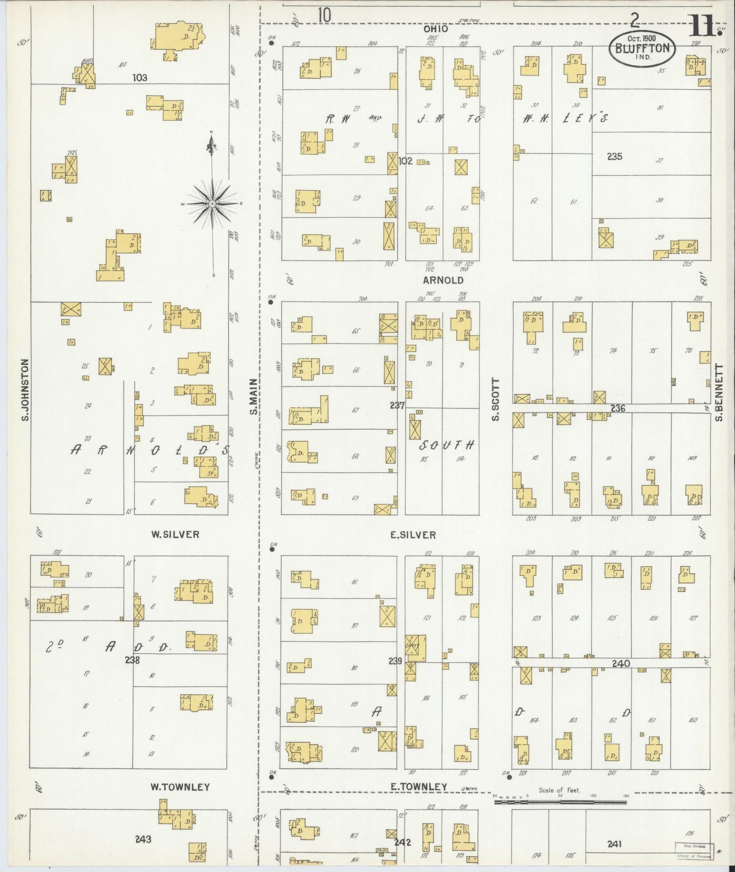 Sanborn Fire Insurance Map from Bluffton, Wells County, Indiana (1900), Sheet #0011 - Historic Sanborn Fire Insurance Map Print, vintage old map wall art, antique decor, genealogy gift, Indiana Indiana map