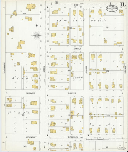 Sanborn Fire Insurance Map from Bluffton, Wells County, Indiana (1900), Sheet #0011 - Historic Sanborn Fire Insurance Map Print, vintage old map wall art, antique decor, genealogy gift, Indiana Indiana map