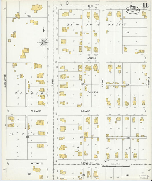 Sanborn Fire Insurance Map from Bluffton, Wells County, Indiana (1900), Sheet #0011 - Historic Sanborn Fire Insurance Map Print, vintage old map wall art, antique decor, genealogy gift, Indiana Indiana map