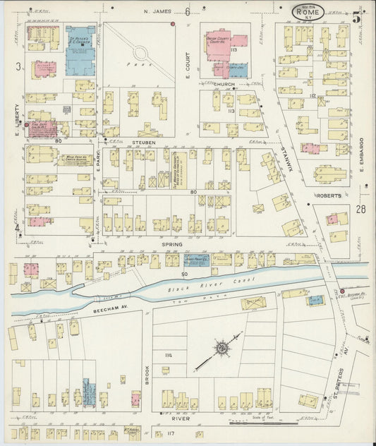 Sanborn Fire Insurance Map from Rome, Oneida County, New York (1914), Sheet #0005 - Historic Sanborn Fire Insurance Map Print, vintage old map wall art, antique decor, genealogy gift, New York New York map