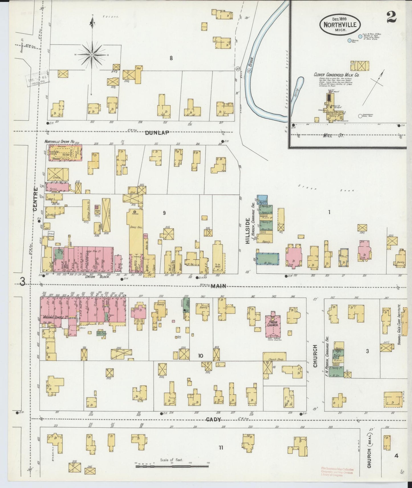 Sanborn Fire Insurance Map from Northville, Wayne County, Michigan (1899), Sheet #0002 - Complete Map Set gallery image, historic Sanborn map, vintage wall art, Michigan Michigan