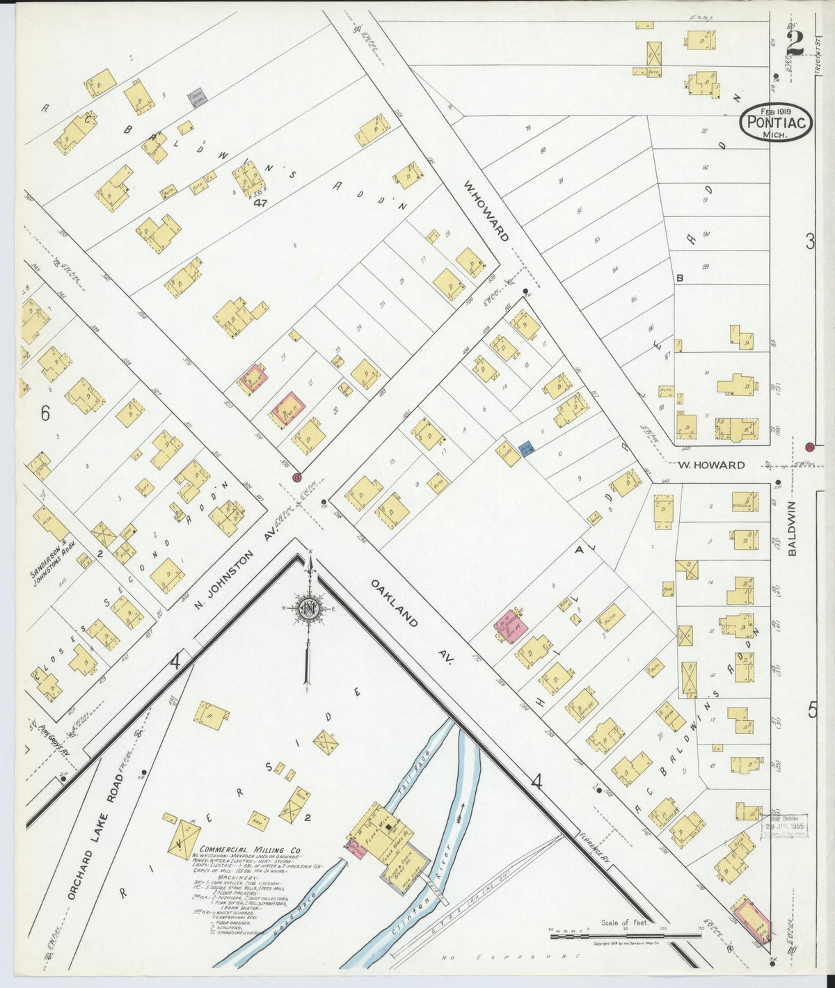 Sanborn Fire Insurance Map from Pontiac, Oakland County, Michigan (1919), Sheet #0002 - Historic Sanborn Fire Insurance Map Print, vintage old map wall art, antique decor, genealogy gift, Michigan Michigan map