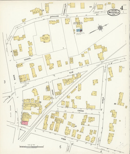 Sanborn Fire Insurance Map from Whitefield, Coos County, New Hampshire (1921), Sheet #0004 - Historic Sanborn Fire Insurance Map Print, vintage old map wall art, antique decor, genealogy gift, New Hampshire New Hampshire map