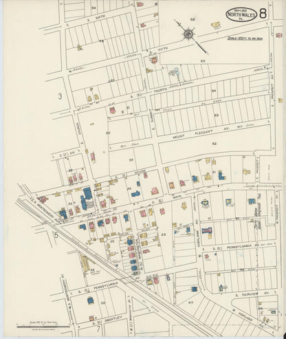 Sanborn Fire Insurance Map from North Wales, Montgomery County, Pennsylvania (1921), Sheet #0008 - Historic Sanborn Fire Insurance Map Print, vintage old map wall art, antique decor, genealogy gift, Pennsylvania Pennsylvania map
