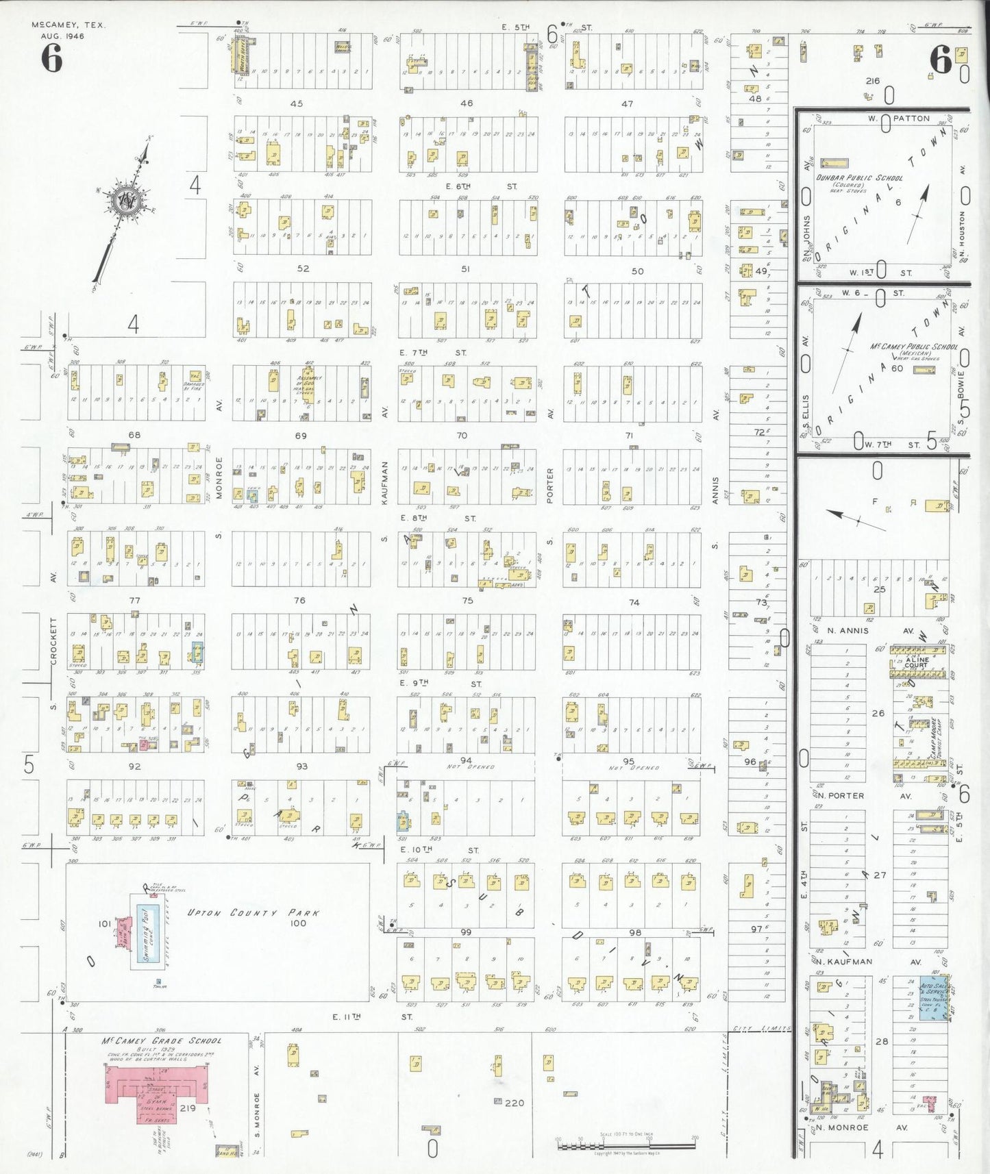 Sanborn Fire Insurance Map from McCamey, Upton County, Texas (1946), Sheet #0006 - Complete Map Set gallery image, historic Sanborn map, vintage wall art, Texas Texas