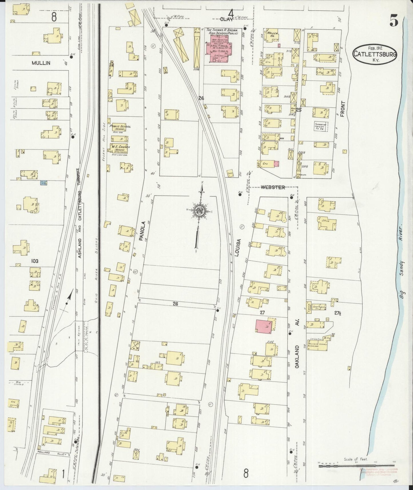Sanborn Fire Insurance Map from Catlettsburg, Boyd County, Kentucky (1912), Sheet #0005 - Complete Map Set gallery image, historic Sanborn map, vintage wall art, Kentucky Kentucky