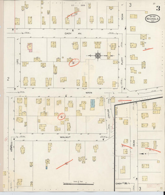 Sanborn Fire Insurance Map from Nichols, Tioga County, New York (1938), Sheet #0003 - Historic Sanborn Fire Insurance Map Print, vintage old map wall art, antique decor, genealogy gift, New York New York map