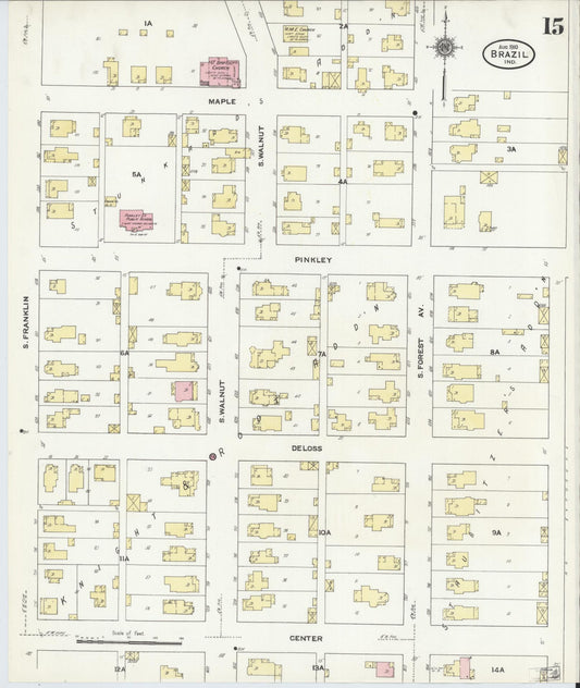Sanborn Fire Insurance Map from Brazil, Clay County, Indiana (1910), Sheet #0015 - Historic Sanborn Fire Insurance Map Print, vintage old map wall art, antique decor, genealogy gift, Indiana Indiana map