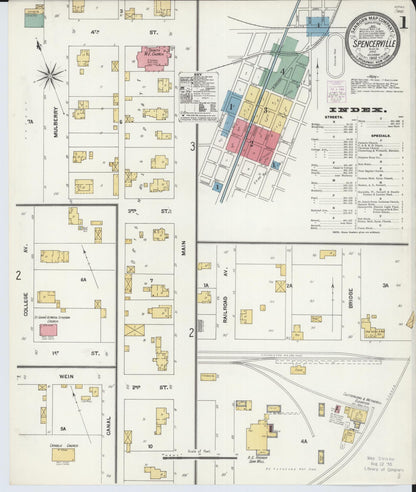 Sanborn Fire Insurance Map from Spencerville, Allen County, Ohio (1902), Sheet #0001 - Historic Sanborn Fire Insurance Map Print, vintage old map wall art, antique decor, genealogy gift, Ohio Ohio map