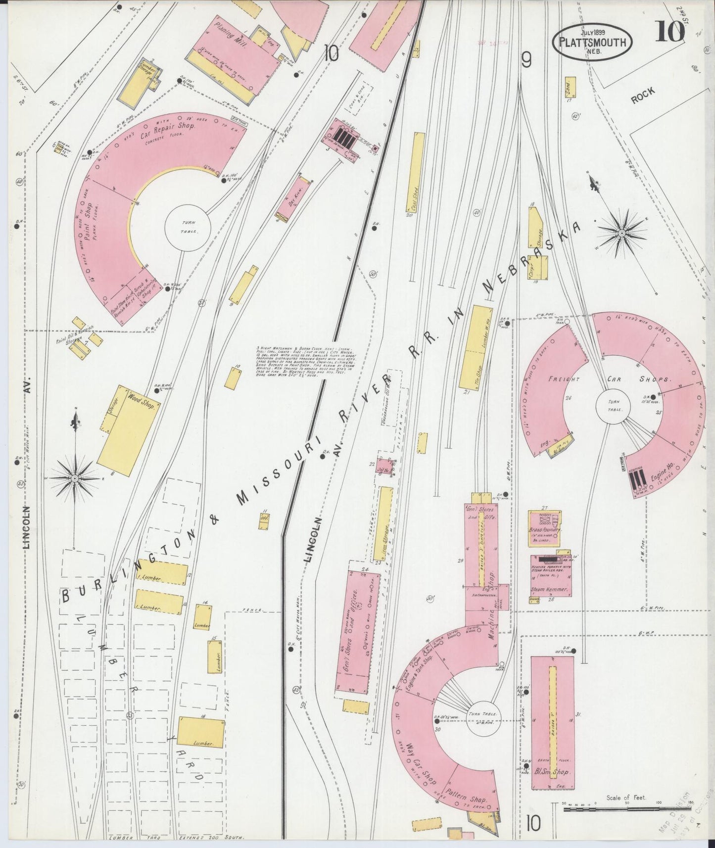 Sanborn Fire Insurance Map from Plattsmouth, Cass County, Nebraska (1899), Sheet #0010 - Complete Map Set gallery image, historic Sanborn map, vintage wall art, Nebraska Nebraska