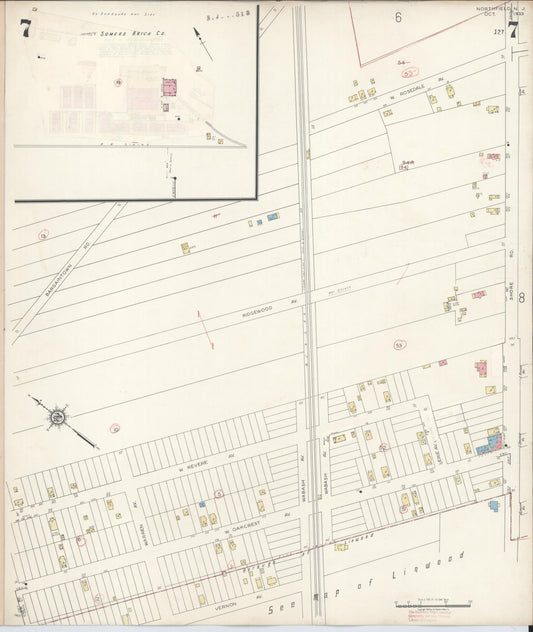 Sanborn Fire Insurance Map from Northfield, Atlantic County, New Jersey (1942), Sheet #0007 - Historic Sanborn Fire Insurance Map Print, vintage old map wall art, antique decor, genealogy gift, New Jersey New Jersey map