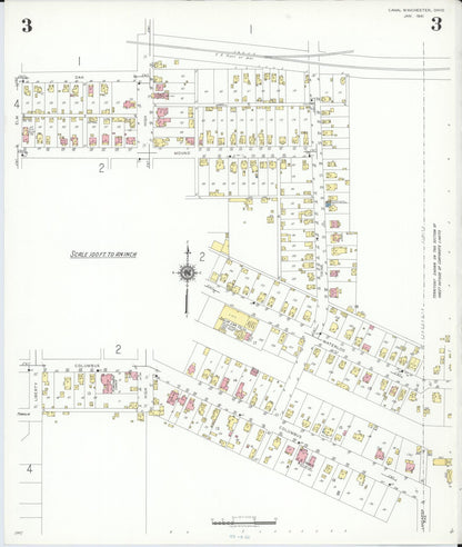Sanborn Fire Insurance Map from Canal Winchester, Franklin County, Ohio (1941), Sheet #0003 - Historic Sanborn Fire Insurance Map Print, vintage old map wall art, antique decor, genealogy gift, Ohio Ohio map