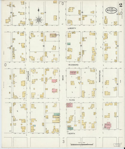 Sanborn Fire Insurance Map from Bourbon, Marshall County, Indiana (1899), Sheet #0002 - Historic Sanborn Fire Insurance Map Print, vintage old map wall art, antique decor, genealogy gift, Indiana Indiana map