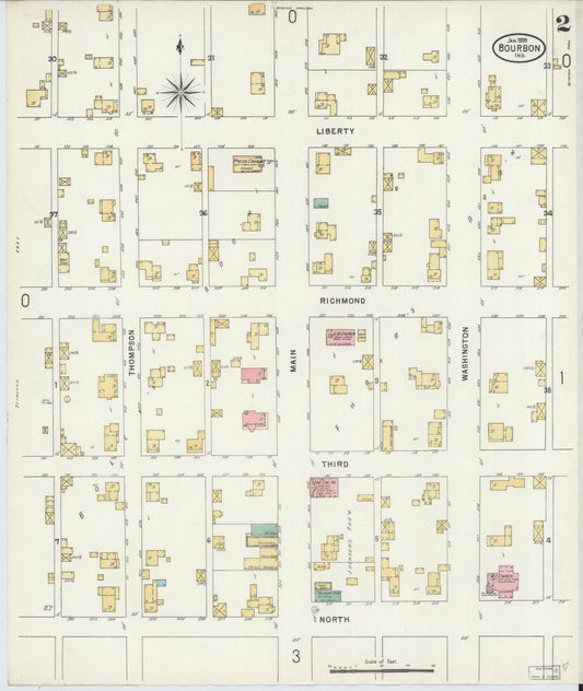 Sanborn Fire Insurance Map from Bourbon, Marshall County, Indiana (1899), Sheet #0002 - Historic Sanborn Fire Insurance Map Print, vintage old map wall art, antique decor, genealogy gift, Indiana Indiana map