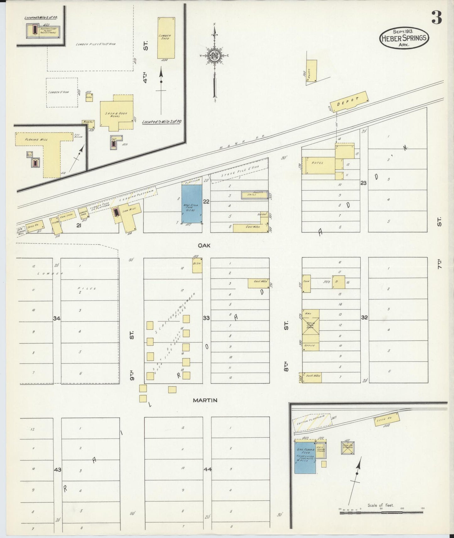 Sanborn Fire Insurance Map from Heber Springs, Cleburne County, Arkansas (1913), Sheet #0003 - Complete Map Set gallery image, historic Sanborn map, vintage wall art, Arkansas Arkansas