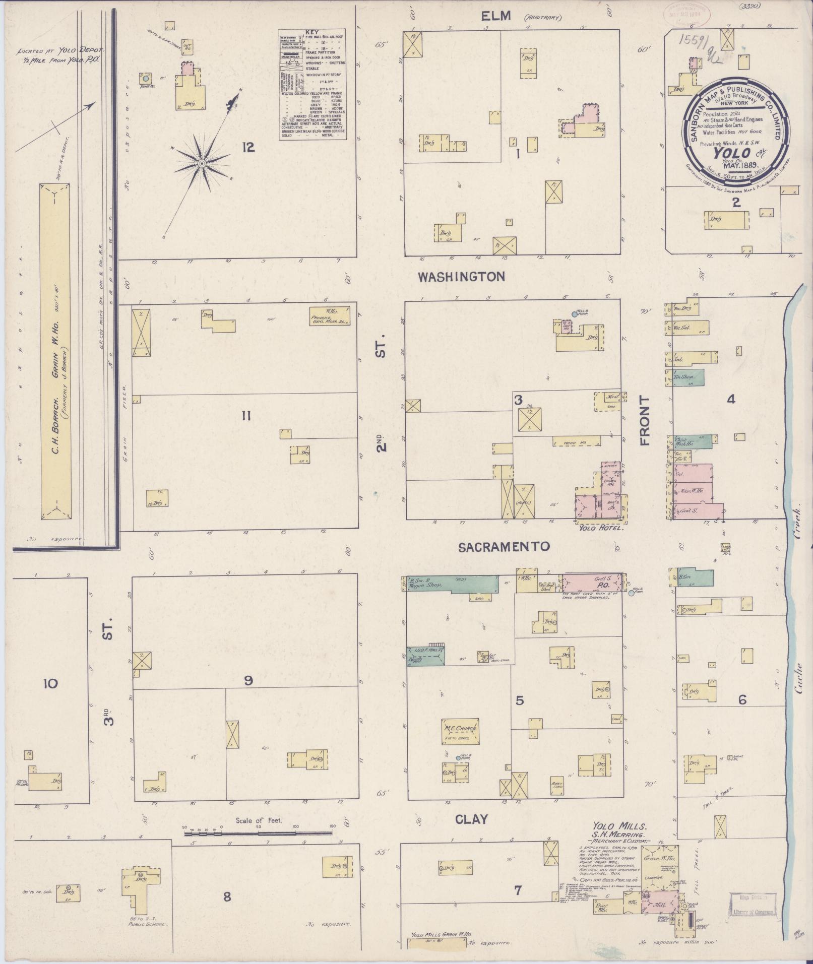 Sanborn Fire Insurance Map from Yolo, Yolo County, California. (1889) – Historic Sanborn Fire Insurance Map Print