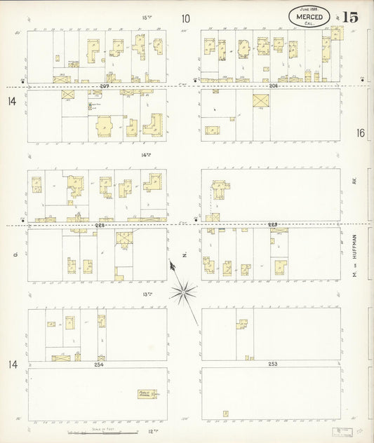 Sanborn Fire Insurance Map from Merced, Merced County, California (1898), Sheet #0015 - Historic Sanborn Fire Insurance Map Print, vintage old map wall art, antique decor, genealogy gift, California California map