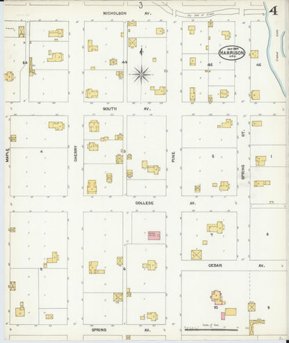 Sanborn Fire Insurance Map from Harrison, Boone County, Arkansas (1904), Sheet #0004 - Complete Map Set gallery image, historic Sanborn map, vintage wall art, Arkansas Arkansas