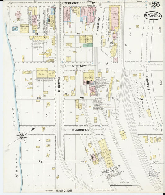 Sanborn Fire Insurance Map from Topeka, Shawnee County, Kansas (1889), Sheet #0027 - Historic Sanborn Fire Insurance Map Print, vintage old map wall art, antique decor, genealogy gift, Kansas Kansas map