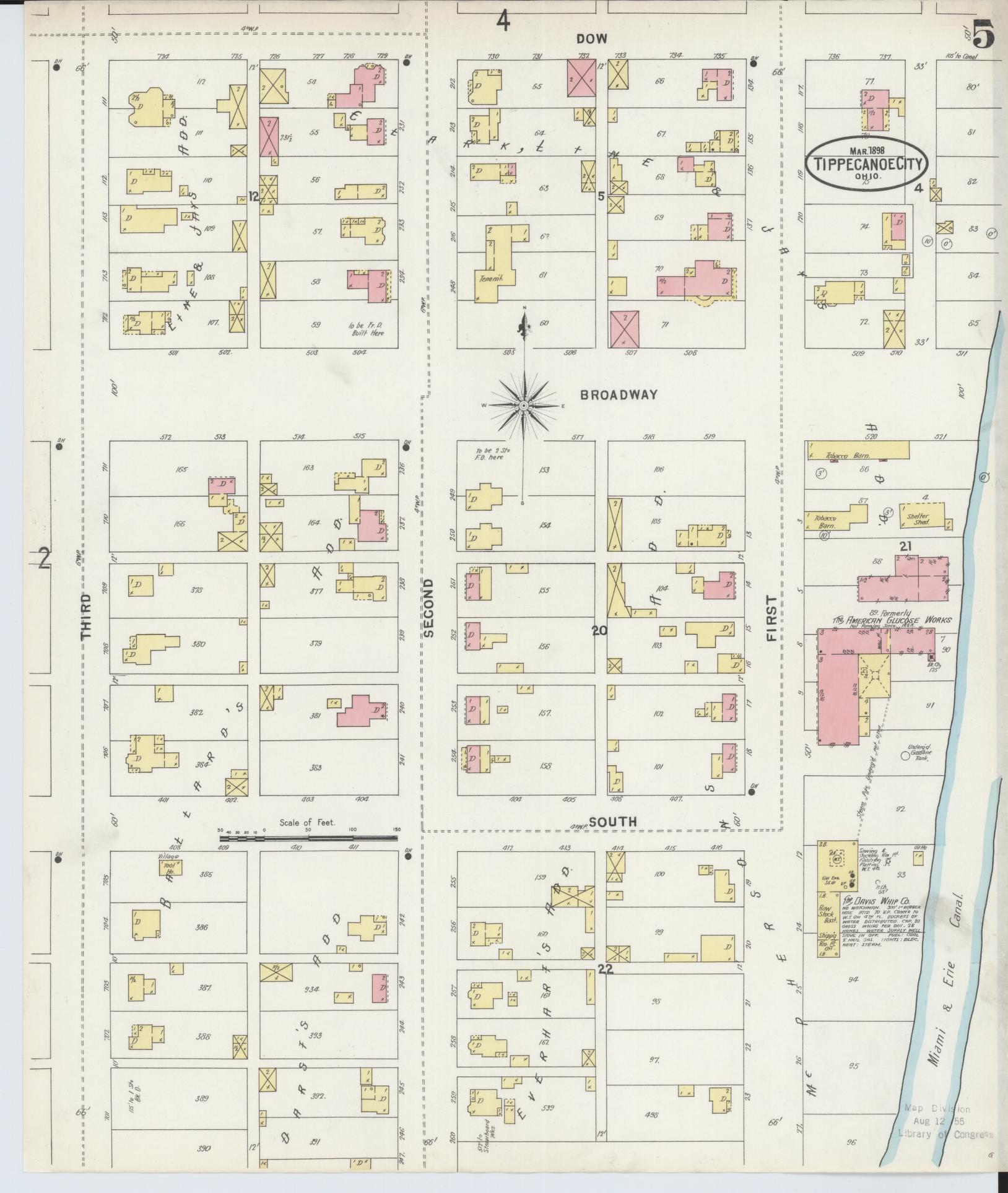 Sanborn Fire Insurance Map from Tipp City, Miami County, Ohio (1898), Sheet #0005 - Historic Sanborn Fire Insurance Map Print, vintage old map wall art, antique decor, genealogy gift, Ohio Ohio map