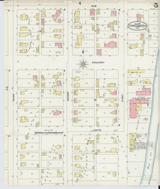 Sanborn Fire Insurance Map from Tipp City, Miami County, Ohio (1898), Sheet #0005 - Historic Sanborn Fire Insurance Map Print, vintage old map wall art, antique decor, genealogy gift, Ohio Ohio map