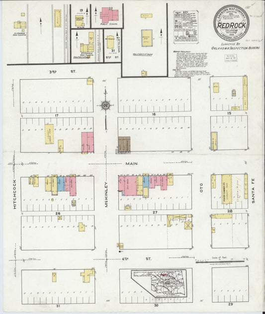 Sanborn Fire Insurance Map from Red Rock, Noble County, Oklahoma (1919), Sheet #0001 - Historic Sanborn Fire Insurance Map Print, vintage old map wall art, antique decor, genealogy gift, Oklahoma Oklahoma map