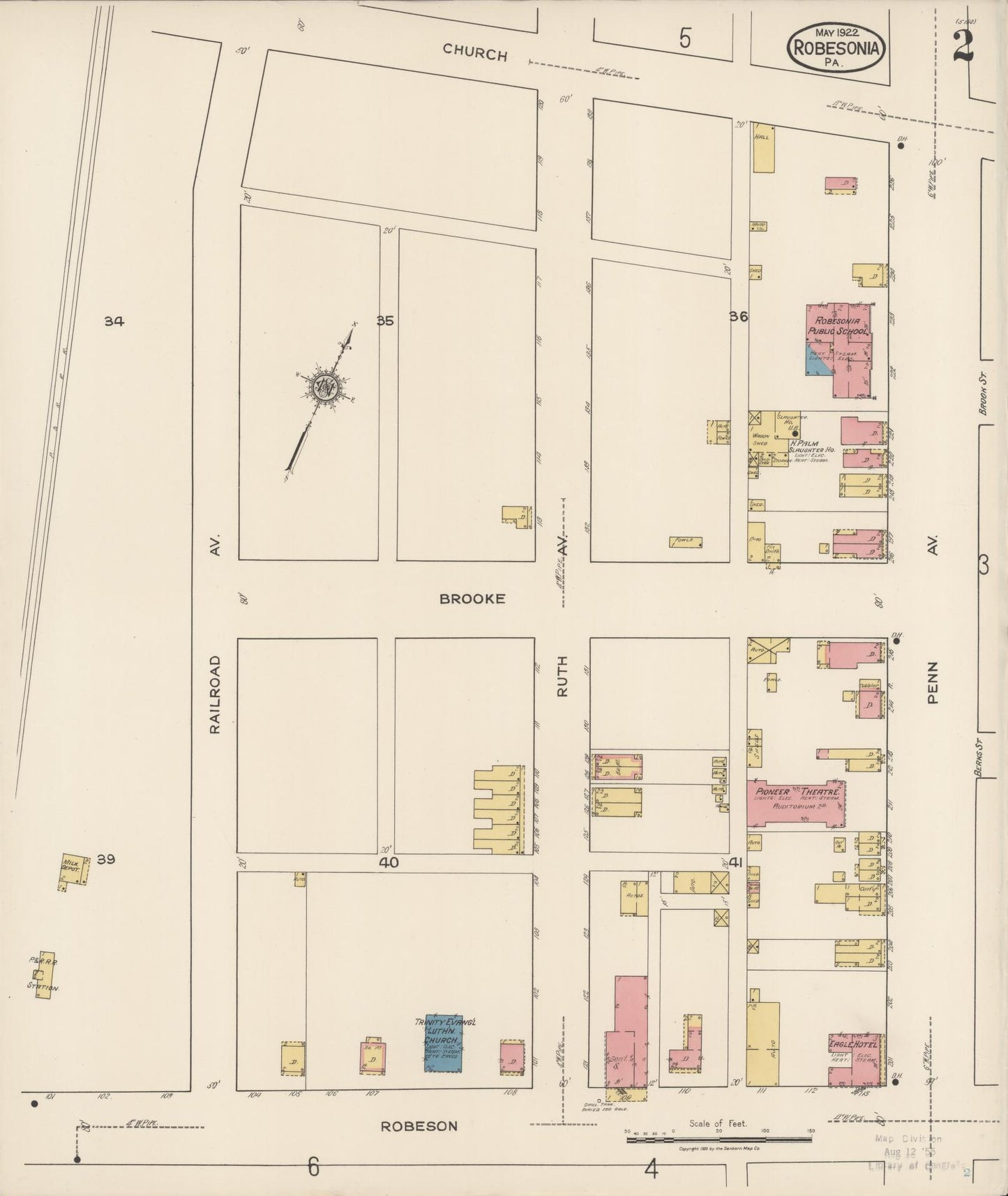 Sanborn Fire Insurance Map from Robesonia, Berks County, Pennsylvania (1922), Sheet #0002 - Complete Map Set gallery image, historic Sanborn map, vintage wall art, Pennsylvania Pennsylvania