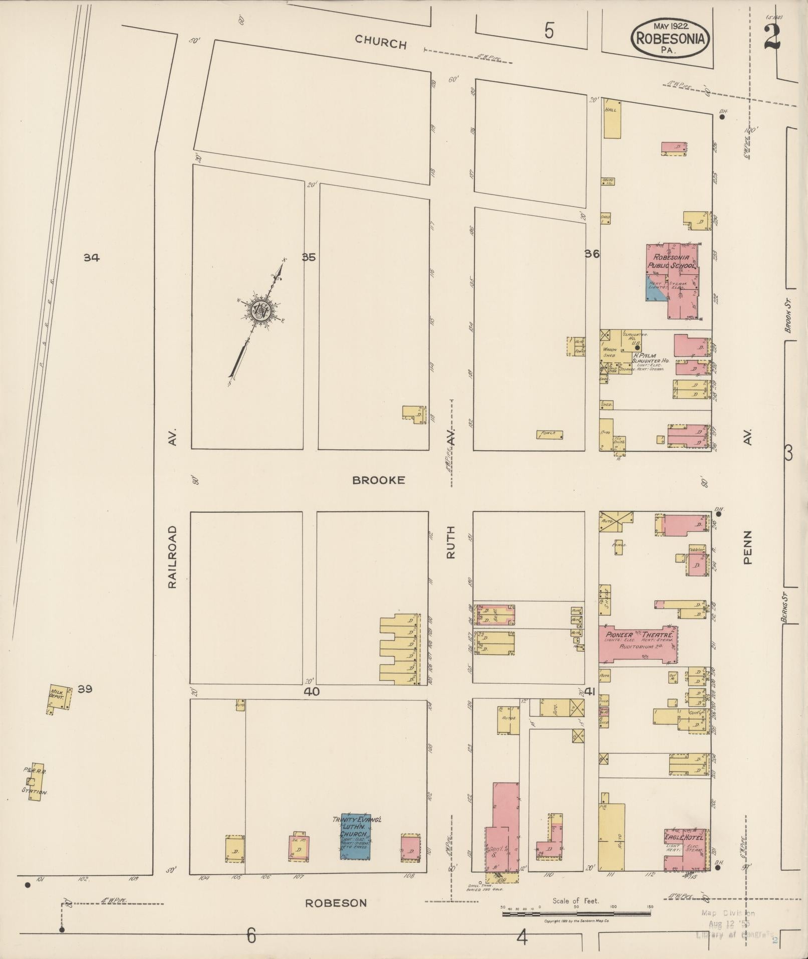 Sanborn Fire Insurance Map from Robesonia, Berks County, Pennsylvania (1922), Sheet #0002 - Complete Map Set gallery image, historic Sanborn map, vintage wall art, Pennsylvania Pennsylvania