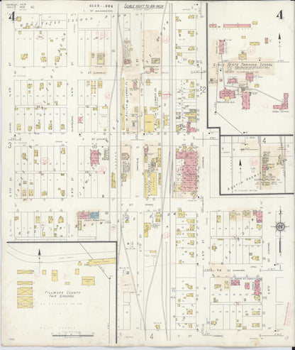 Sanborn Fire Insurance Map from Geneva, Fillmore County, Nebraska (1933), Sheet #0004 - Complete Map Set gallery image, historic Sanborn map, vintage wall art, Nebraska Nebraska