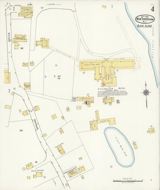 Sanborn Fire Insurance Map from New Shoreham, Newport County, Rhode Island (1921), Sheet #0004 - Historic Sanborn Fire Insurance Map Print, vintage old map wall art, antique decor, genealogy gift, Rhode Island Rhode Island map