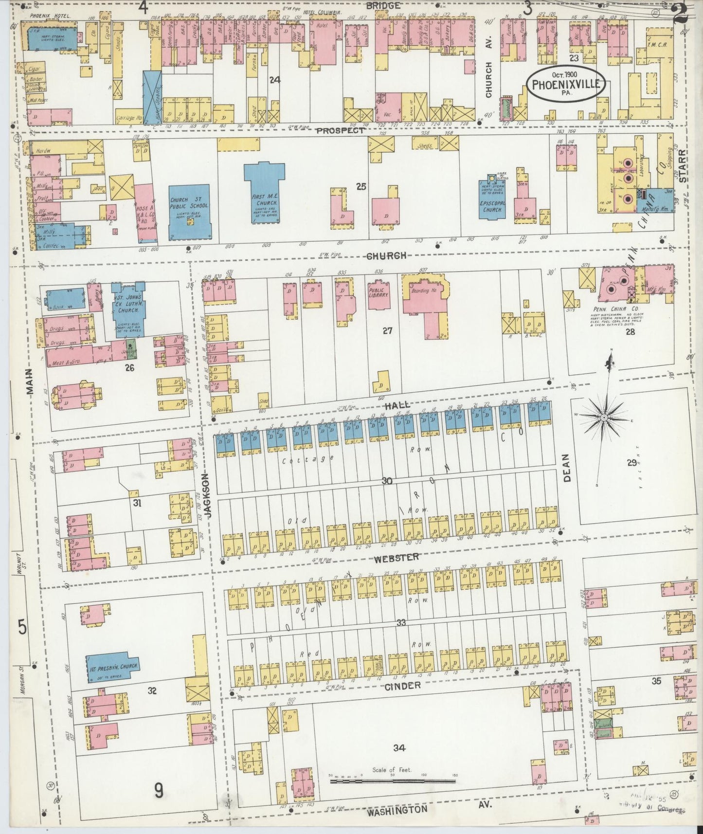 Sanborn Fire Insurance Map from Phoenixville, Chester County, Pennsylvania (1900), Sheet #0002 - Complete Map Set gallery image, historic Sanborn map, vintage wall art, Pennsylvania Pennsylvania