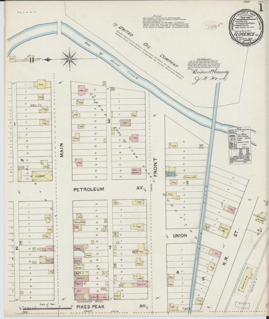Sanborn Fire Insurance Map from Florence, Fremont County, Colorado (1890), Sheet #0001 - Complete Map Set gallery image, historic Sanborn map, vintage wall art, Colorado Colorado