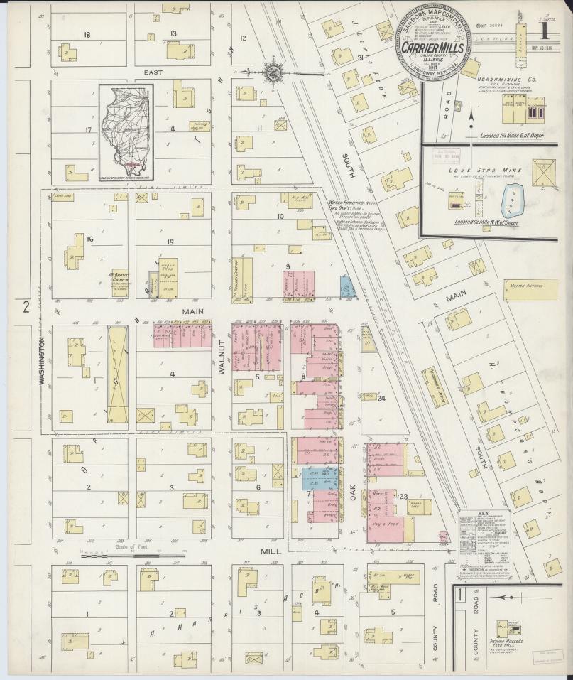 Sanborn Fire Insurance Map from Carrier Mills, Saline County, Illinois. (1914) – Map View