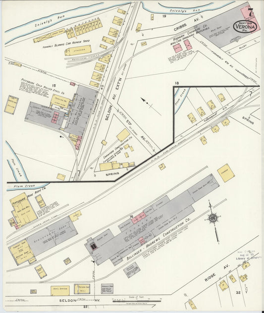 Sanborn Fire Insurance Map from Verona, Allegheny County, Pennsylvania (1919), Sheet #0007 - Historic Sanborn Fire Insurance Map Print, vintage old map wall art, antique decor, genealogy gift, Pennsylvania Pennsylvania map