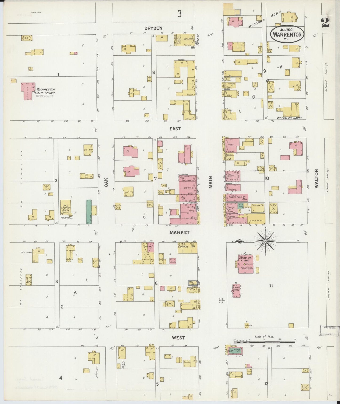 Sanborn Fire Insurance Map from Warrenton, Warren County, Missouri (1900), Sheet #0002 - Complete Map Set gallery image, historic Sanborn map, vintage wall art, Missouri Missouri