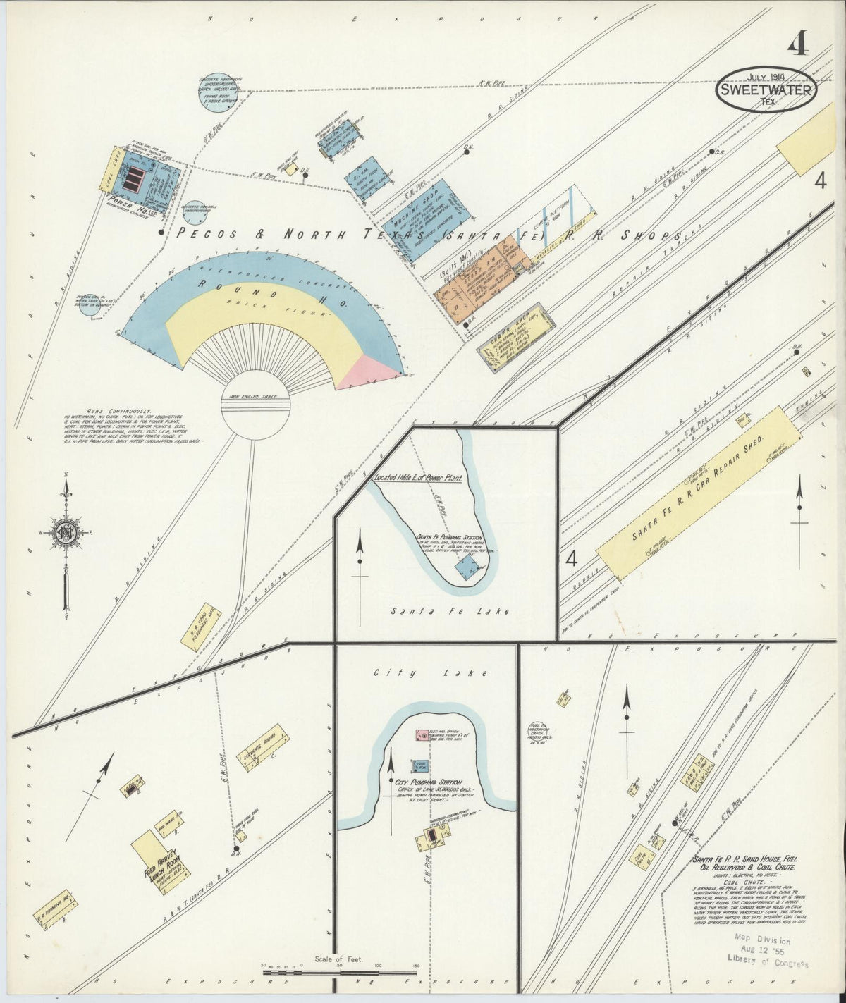 Sanborn Fire Insurance Map from Sweetwater, Nolan County, Texas (1914), Sheet #0004 - Complete Map Set gallery image, historic Sanborn map, vintage wall art, Texas Texas