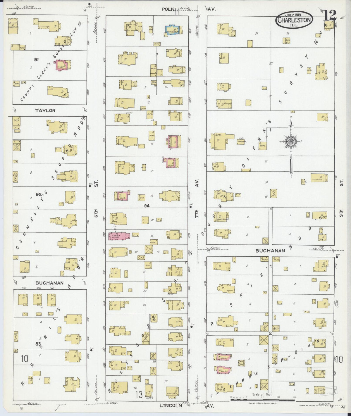 Sanborn Fire Insurance Map from Charleston, Coles County, Illinois (1919), Sheet #0012