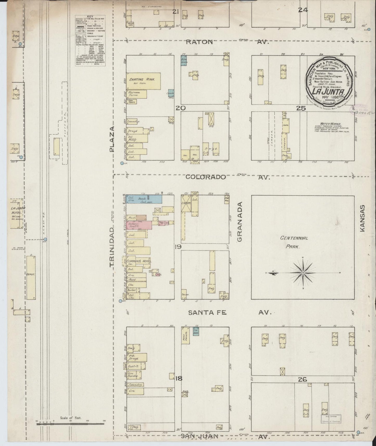 Sanborn Fire Insurance Map from La Junta, Otero County, Colorado (1886), Sheet #0001 - Historic Sanborn Fire Insurance Map Print, vintage old map wall art, antique decor, genealogy gift, Colorado Colorado map